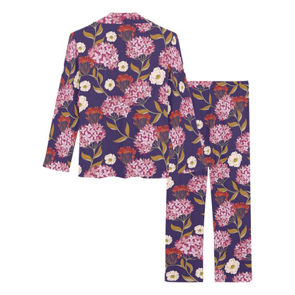 Hydrangea Pattern Print Design HD010 Women's Long Pajama Set