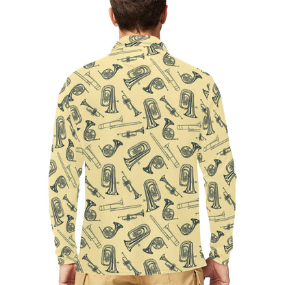 Tuba Pattern Print Design 01 Long Sleeve Polo Shirt For Men's