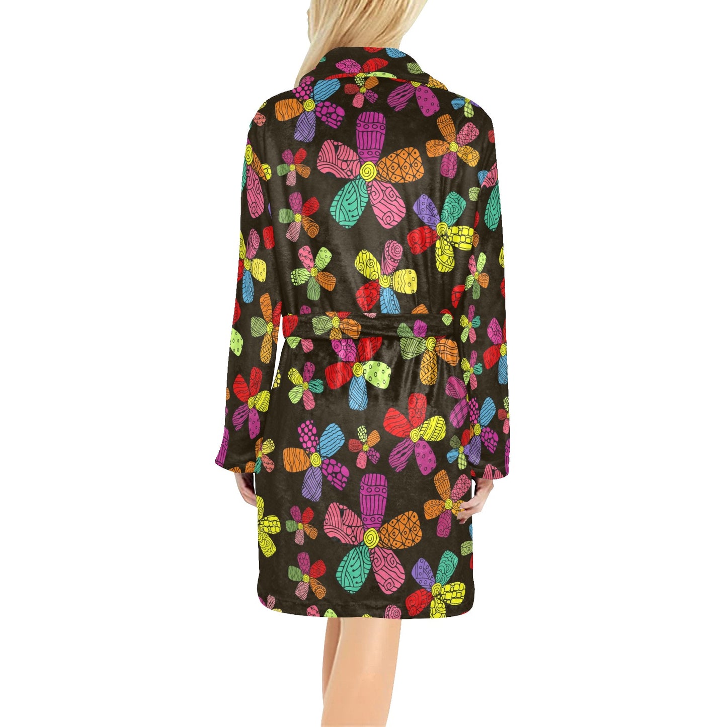 Flower Power Colorful Print Pattern Women's Fleece Robe