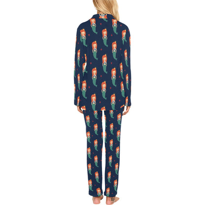 Mermaid Girl Pattern Print Design 01 Women's Long Pajama Set