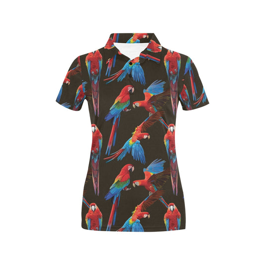 Macaw Pattern Print Design 04 Women's Polo Shirt