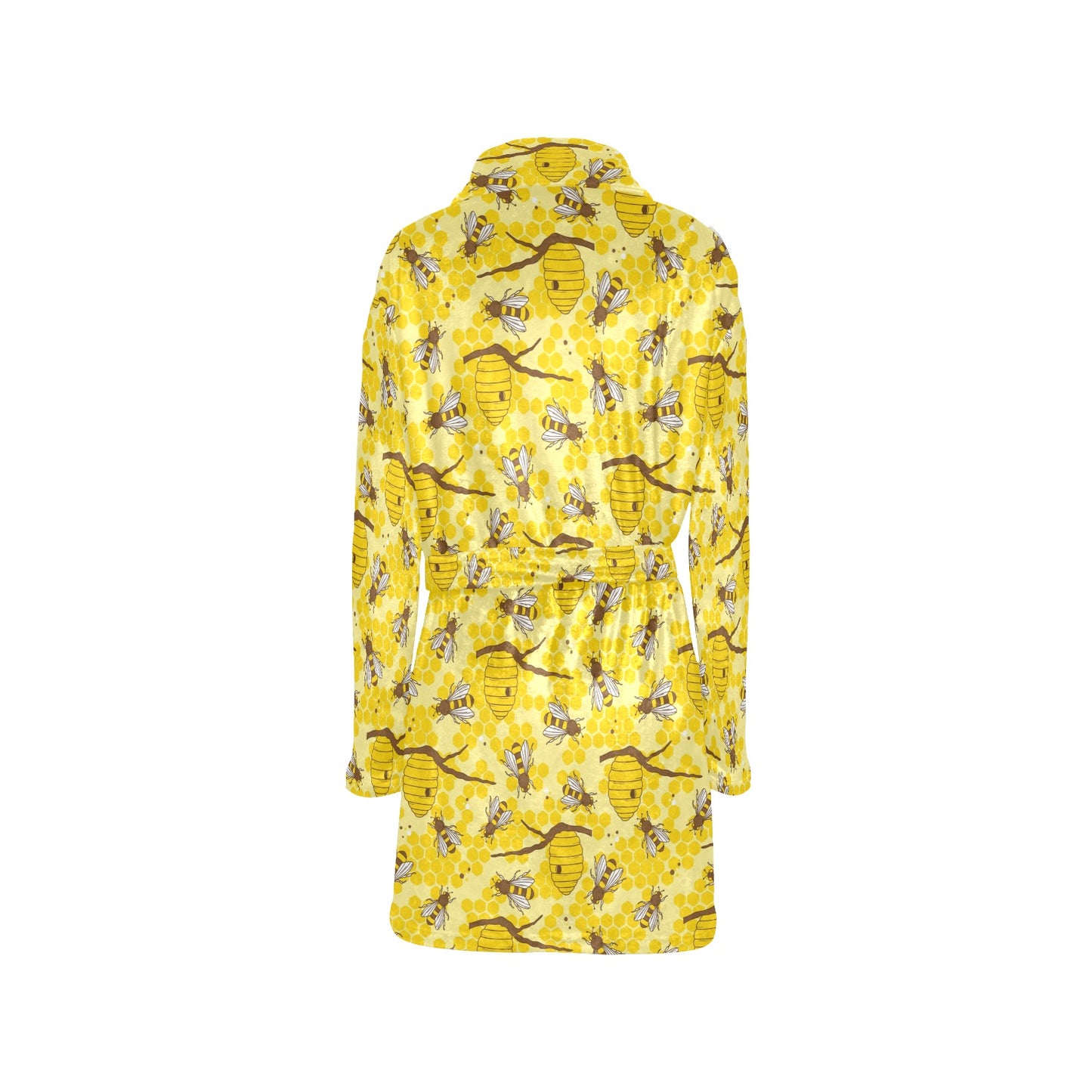Bee With Honeycomb Print Design LKS302 Women's Fleece Robe