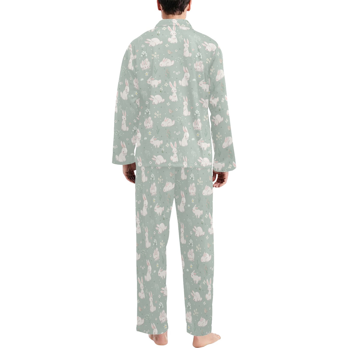 Bunny Pattern Print Design 03 Men's Long Pajama Set