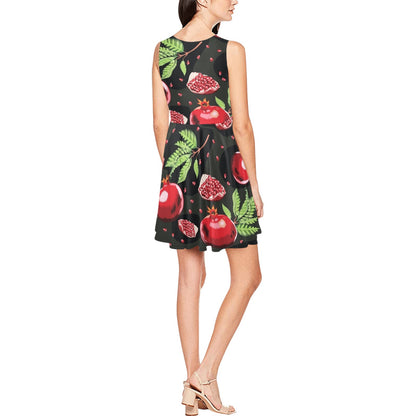 Pomegranate Pattern Print Design PG06 Sleeveless Dress