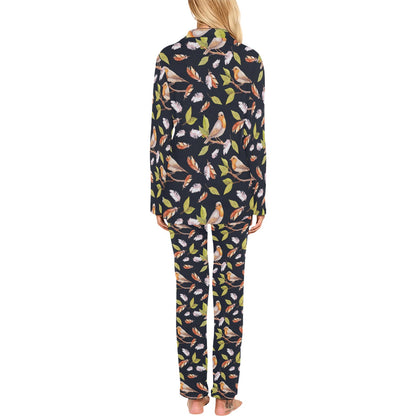 Birds Pattern Print Design 02 Women's Long Pajama Set