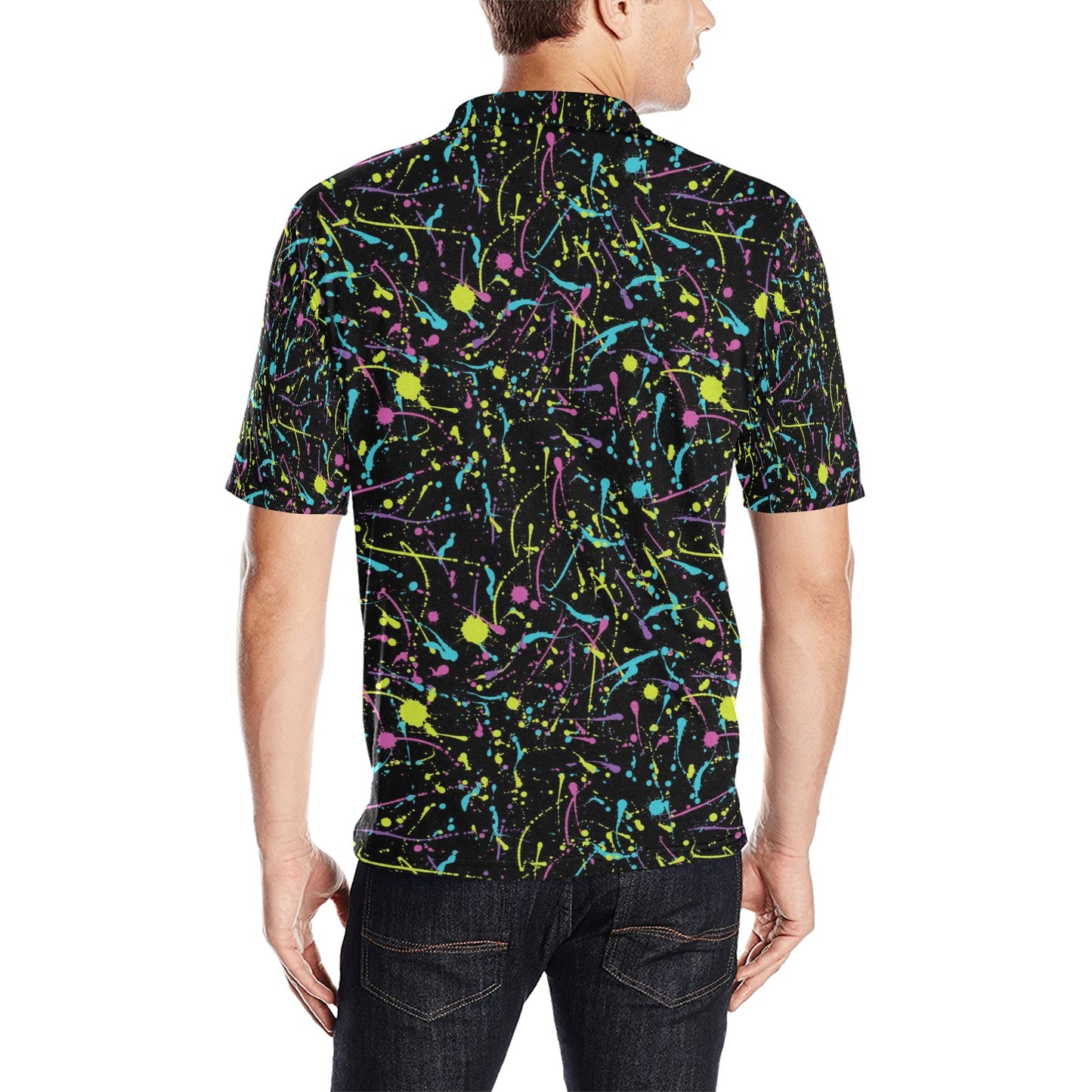 Splatter Multicolor Print Design LKS302 Men Polo Shirt