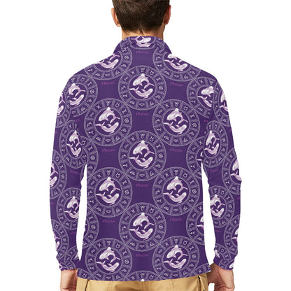 Pisces Pattern Print Design A02 Long Sleeve Polo Shirt For Men's