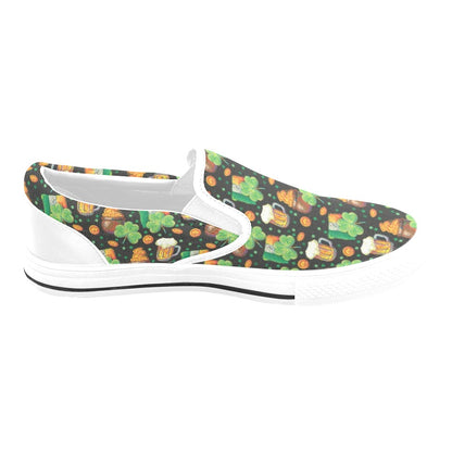 St Patricks Day Print Design LKS303 White Slip Ons Canvas Women's Shoes