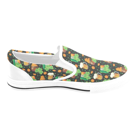St Patricks Day Print Design LKS303 White Slip Ons Canvas Women's Shoes