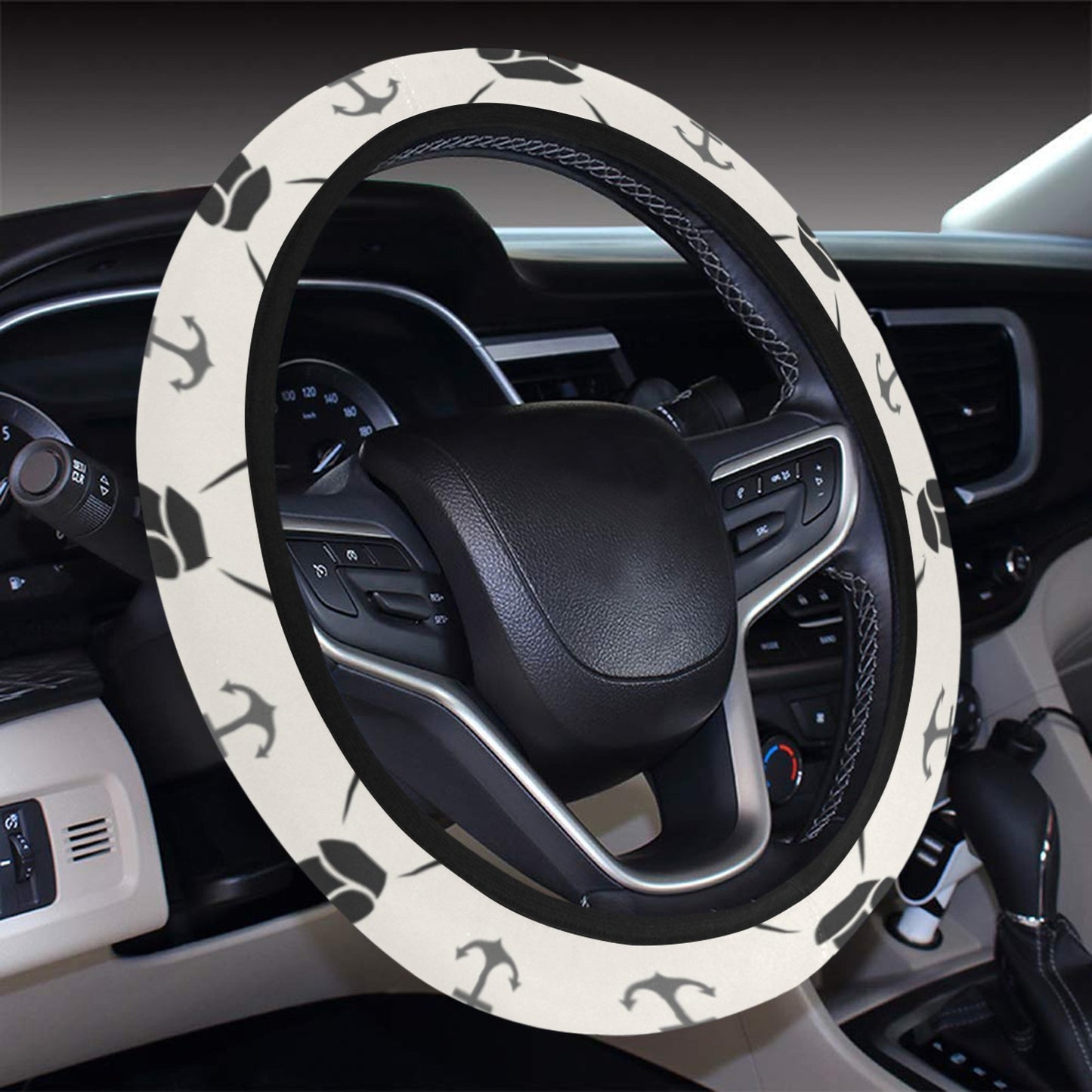Sailboat Print Design LKS302 Steering Wheel Cover with Elastic Edge