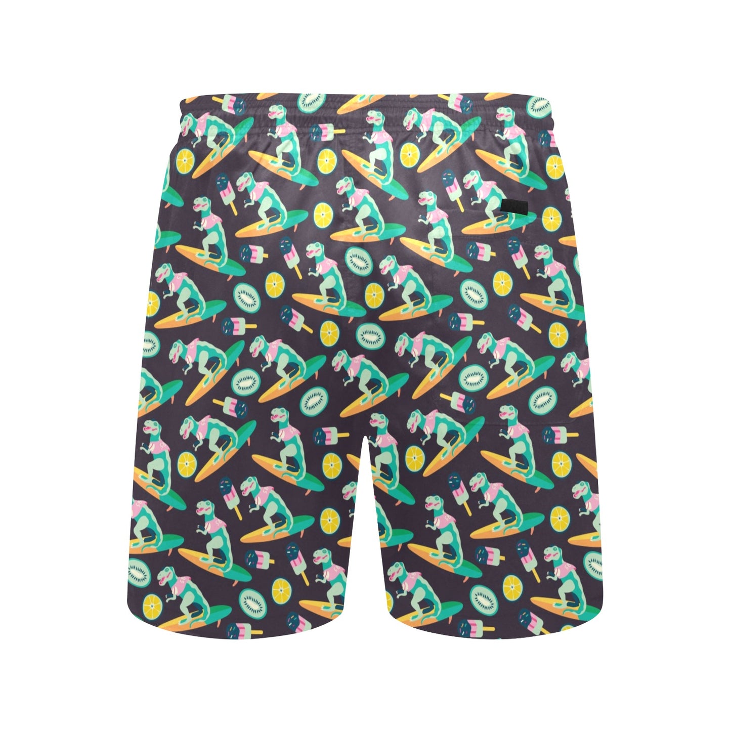 Surfboard T Rex Print Design LKS301 Men's Swim Trunks Beach Shorts