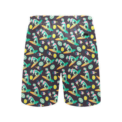 Surfboard T Rex Print Design LKS301 Men's Swim Trunks Beach Shorts
