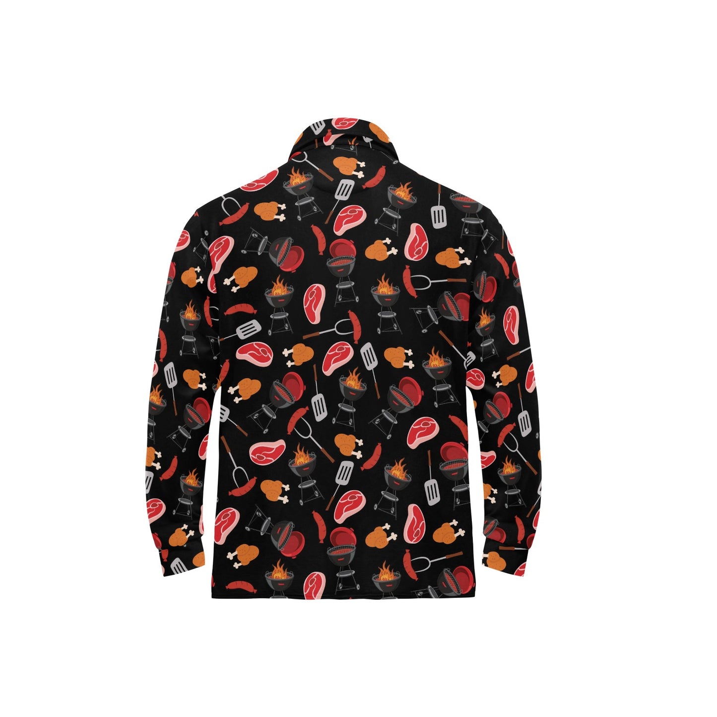 Barbecue Pattern Print Design 04 Long Sleeve Polo Shirt For Men's