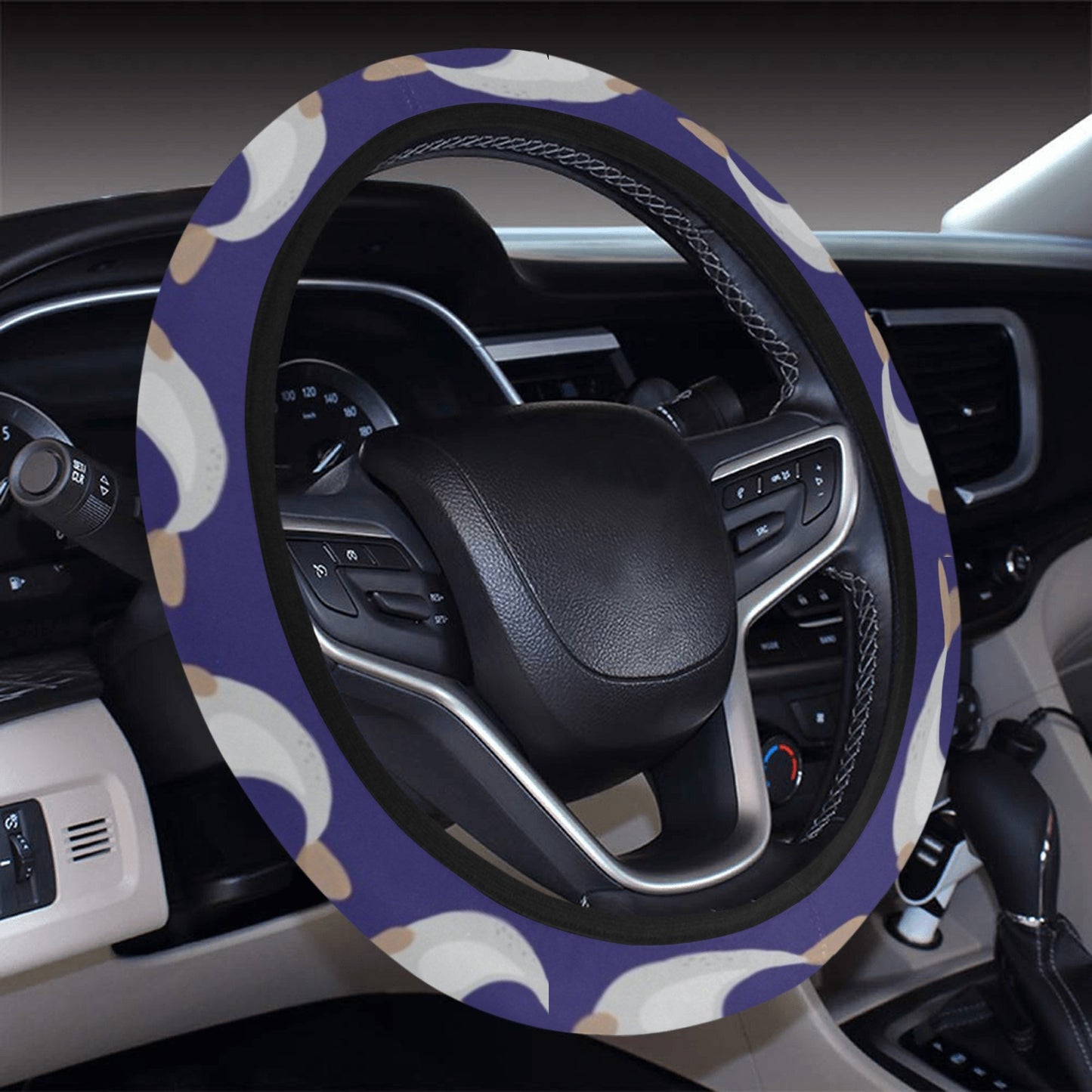 Sea Lion Print Design LKS404 Steering Wheel Cover with Elastic Edge