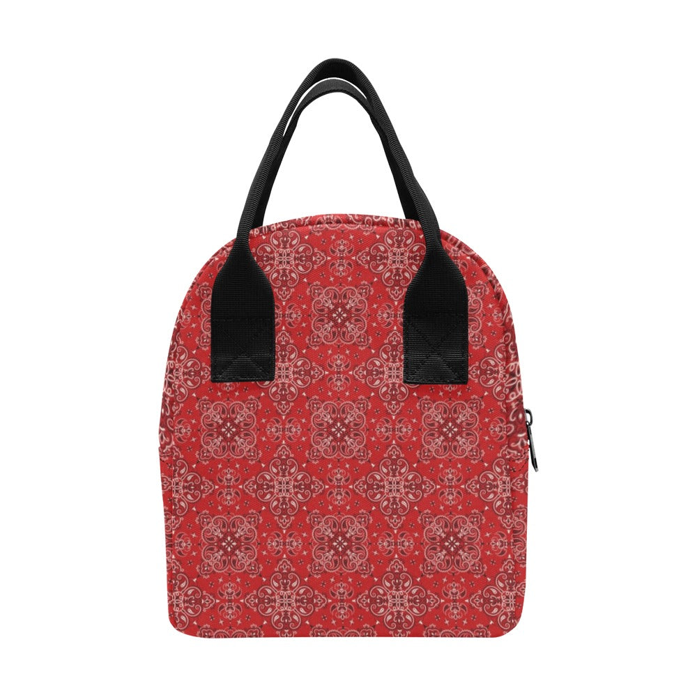 Bandana Red Pattern Print Design LKS3010 Insulated Lunch Bag
