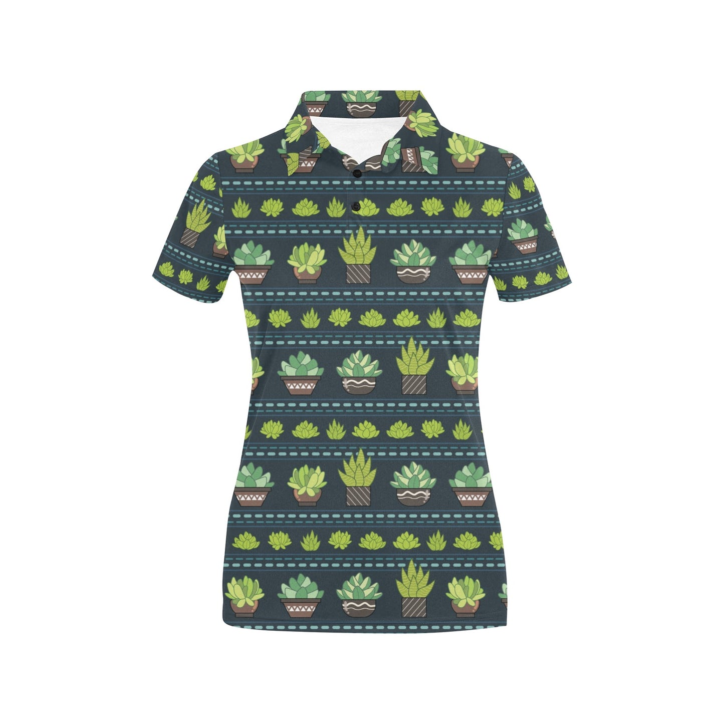 Cactus Pattern Print Design 07 Women's Polo Shirt