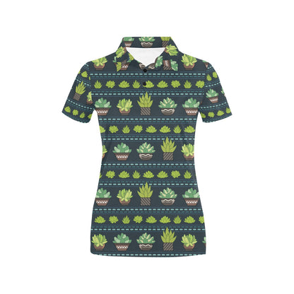 Cactus Pattern Print Design 07 Women's Polo Shirt