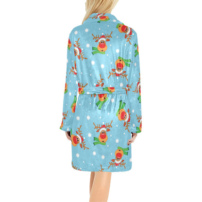 Reindeer cute Pattern Print Design 02 Women's Fleece Robe