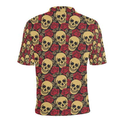 Skull And Roses Print Design LKS302 Men Polo Shirt