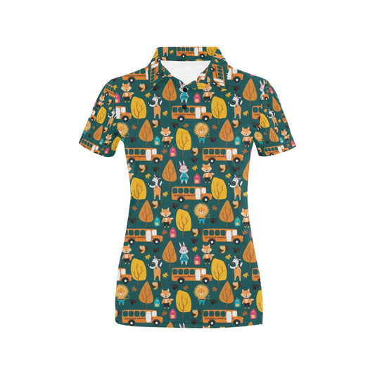 School Bus Print Design LKS309 Women's Polo Shirt