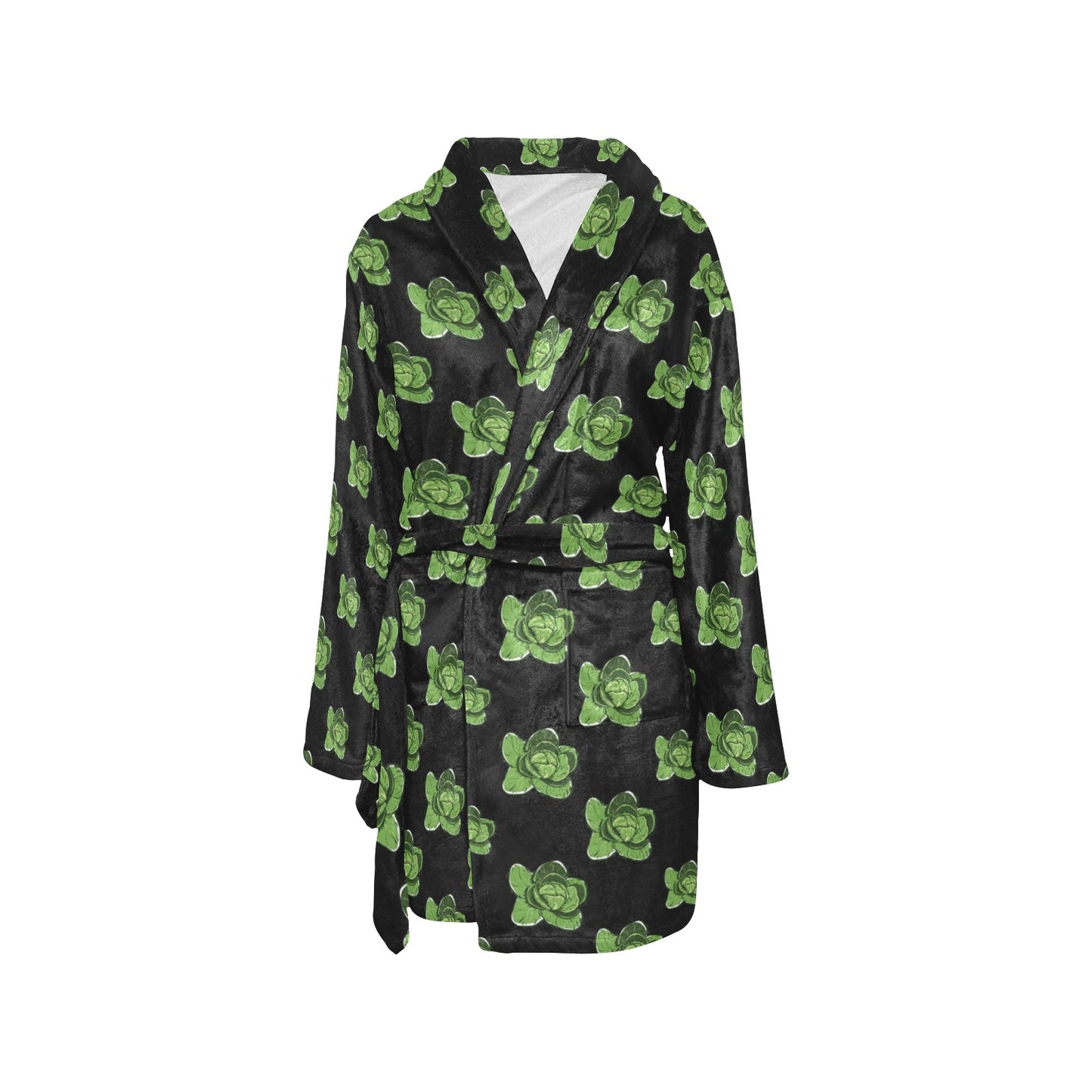 Cabbage Pattern Print Design 03 Women's Fleece Robe