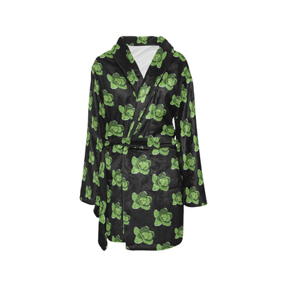 Cabbage Pattern Print Design 03 Women's Fleece Robe