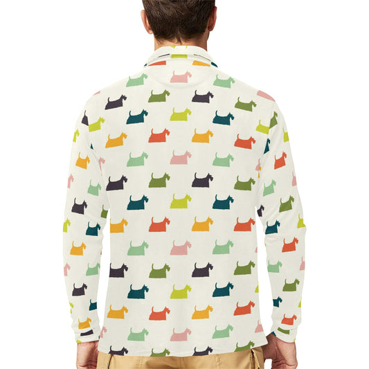 Scottish Terriers Print Design LKS305 Long Sleeve Polo Shirt For Men's