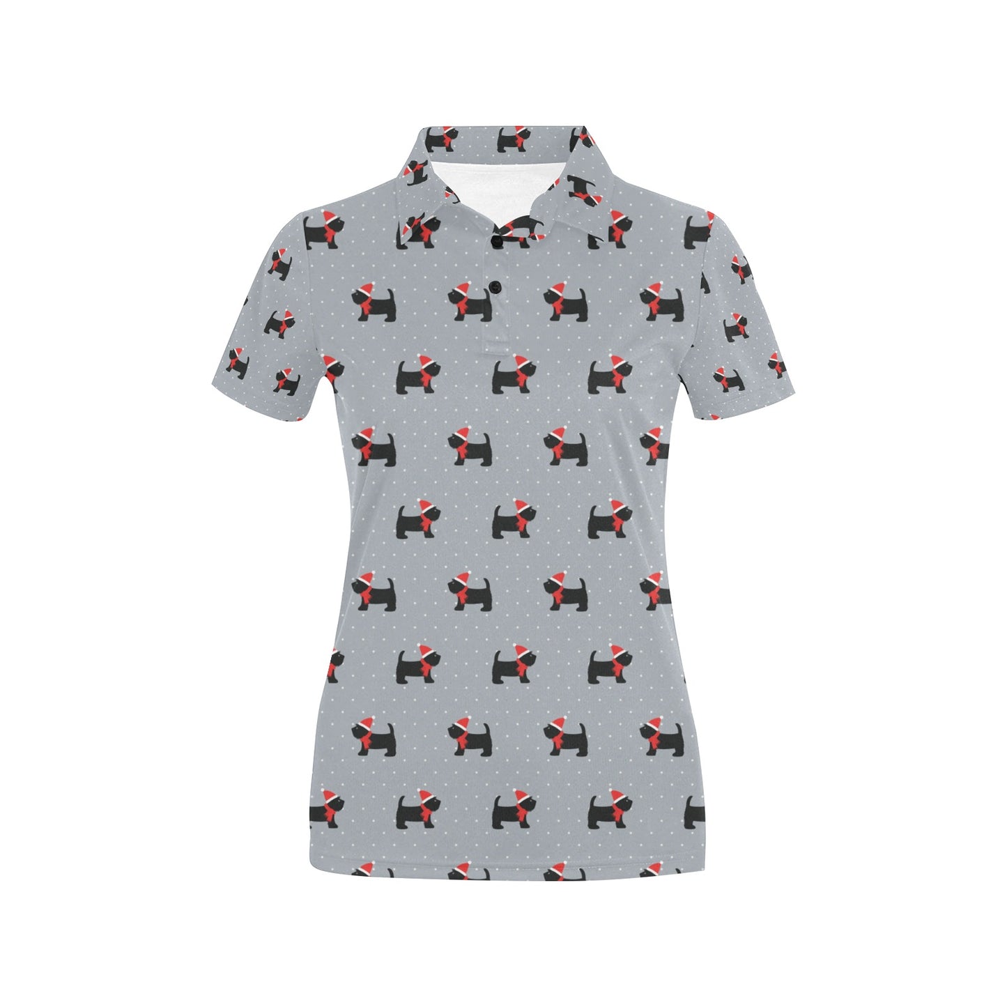Scottish Christmas Themed Terriers Print Design LKS3018 Women's Polo Shirt