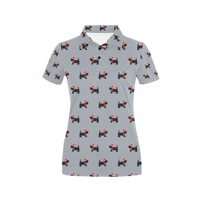 Scottish Christmas Themed Terriers Print Design LKS3018 Women's Polo Shirt