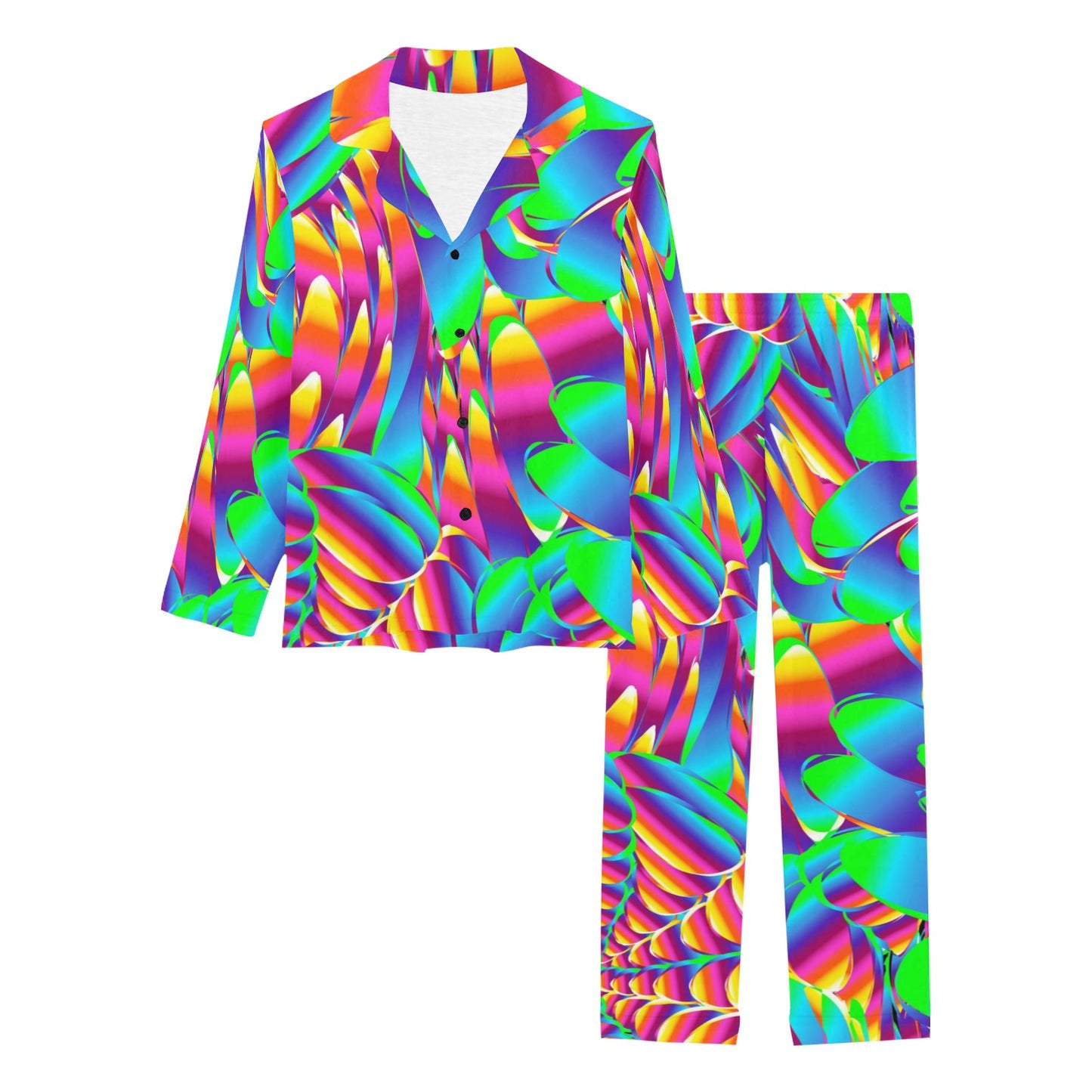 Psychedelic Trippy Pattern Women's Long Pajama Set