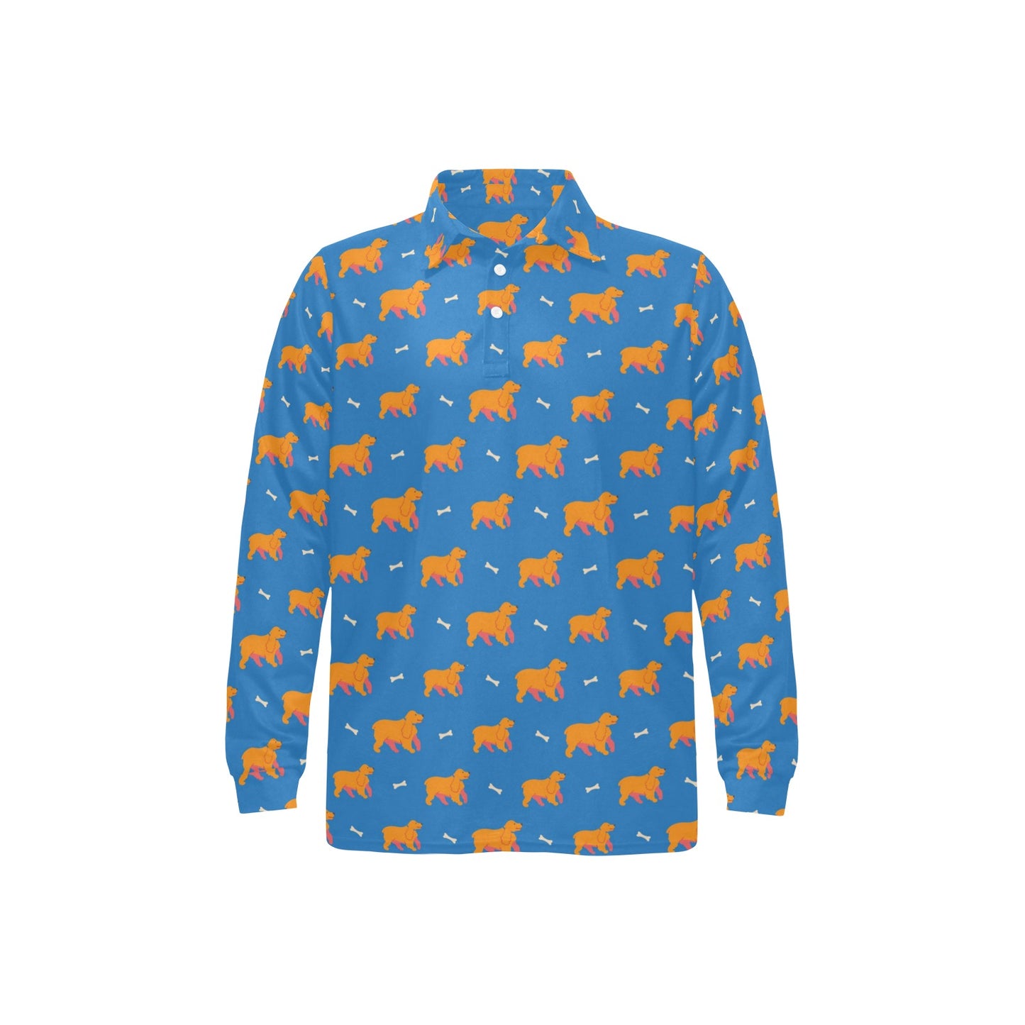 Cocker Pattern Print Design 04 Long Sleeve Polo Shirt For Men's