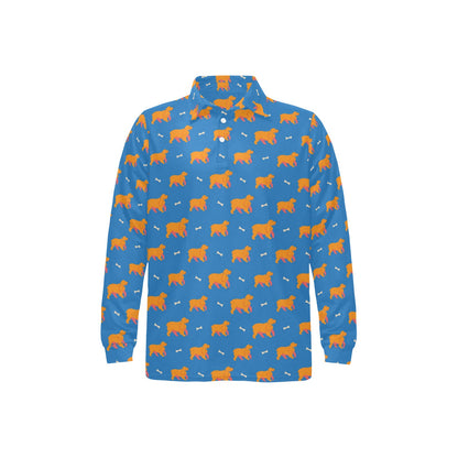 Cocker Pattern Print Design 04 Long Sleeve Polo Shirt For Men's