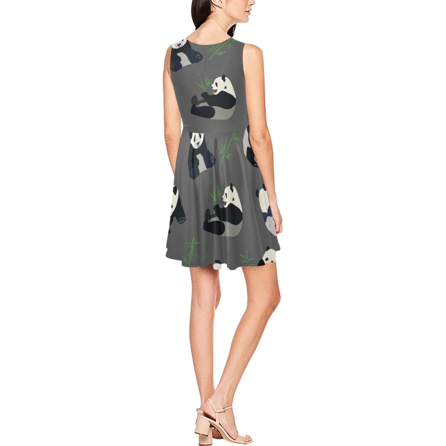 Panda Pattern Print Design A06 Sleeveless Dress