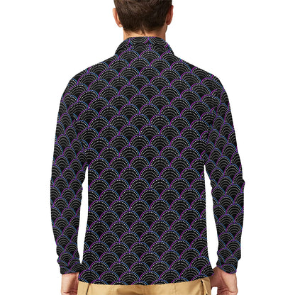 Mermaid Pattern Print Design 09 Long Sleeve Polo Shirt For Men's