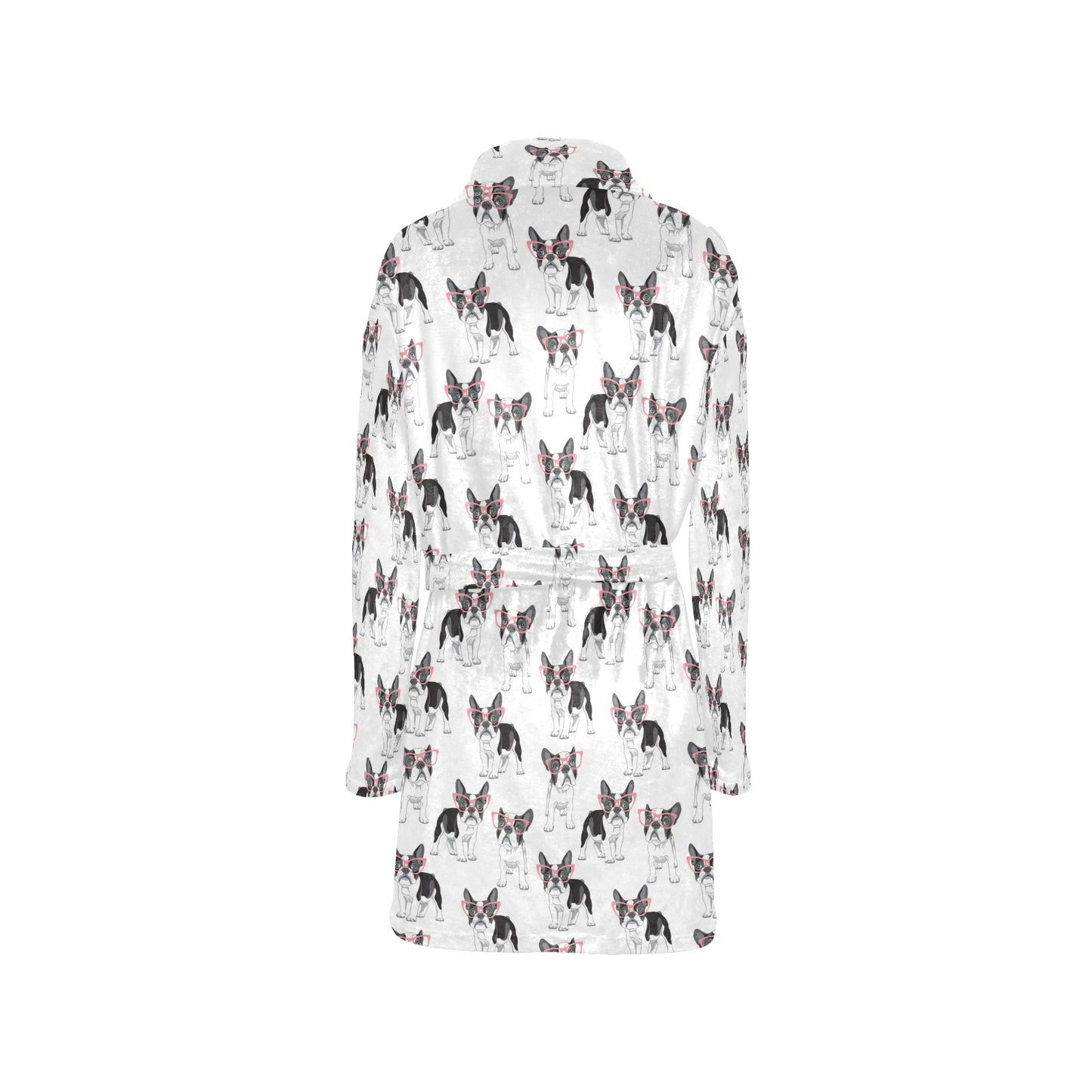 Boston Terrier Pattern Print Design 03 Women's Fleece Robe