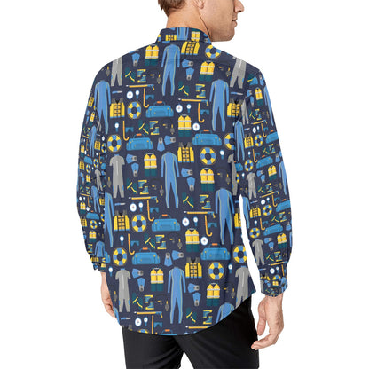 Scuba Equipment Print Design LKS305 Men's Long Sleeve Dress Shirt
