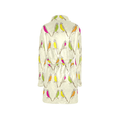 Parakeet Pattern Print Design A01 Women's Fleece Robe