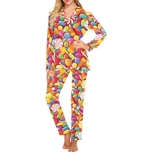 Candy Pattern Print Design 02 Women's Long Pajama Set