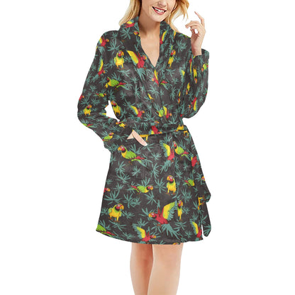 Parrot Themed Print Women's Fleece Robe