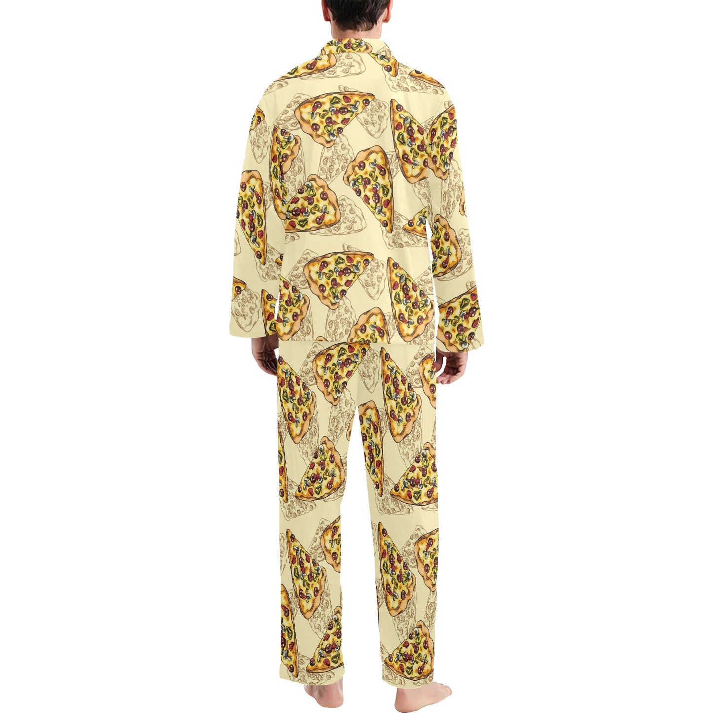 Pizza Pattern Print Design A01 Men's Long Pajama Set