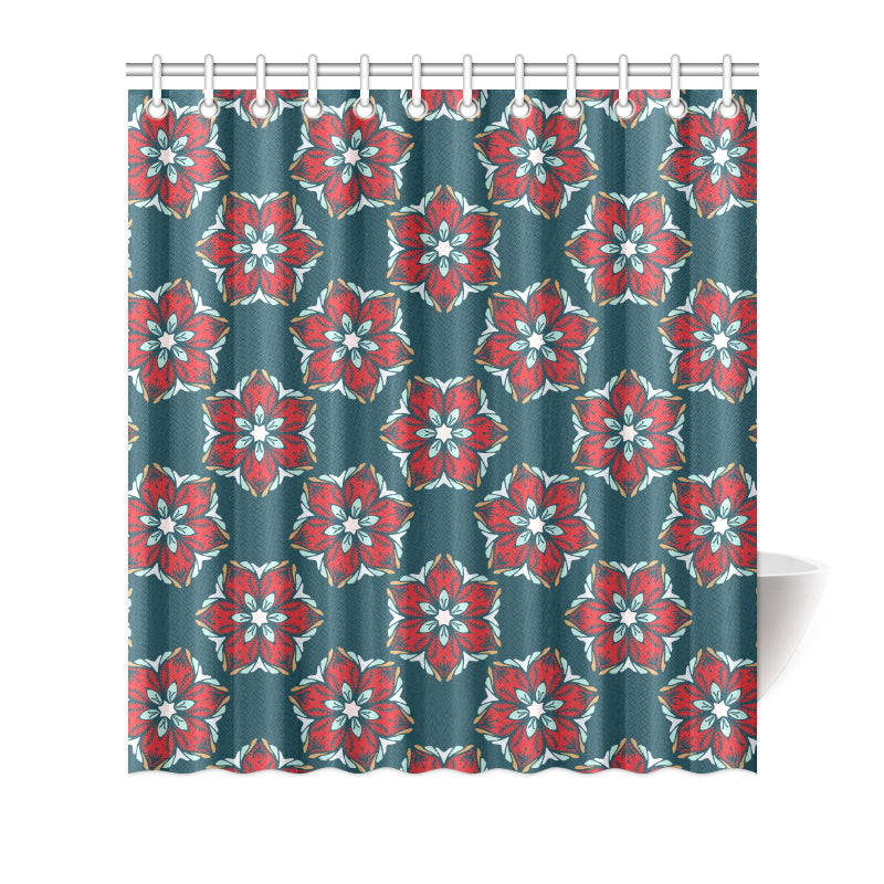 Poinsettia Pattern Print Design A03 Shower Curtain