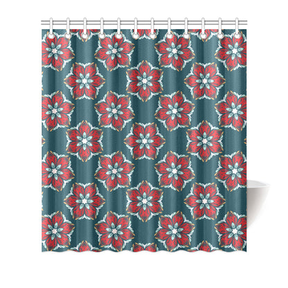Poinsettia Pattern Print Design A03 Shower Curtain
