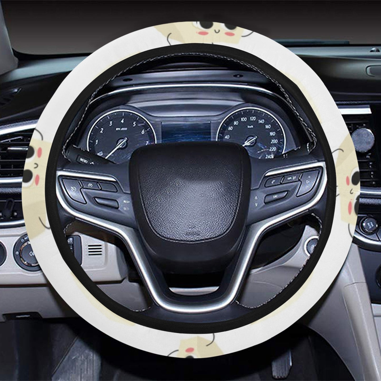 Tofu Print Design LKS301 Steering Wheel Cover with Elastic Edge