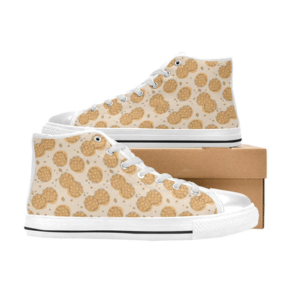 Waffle Print Design LKS303 Men's High Top Canvas Shoes