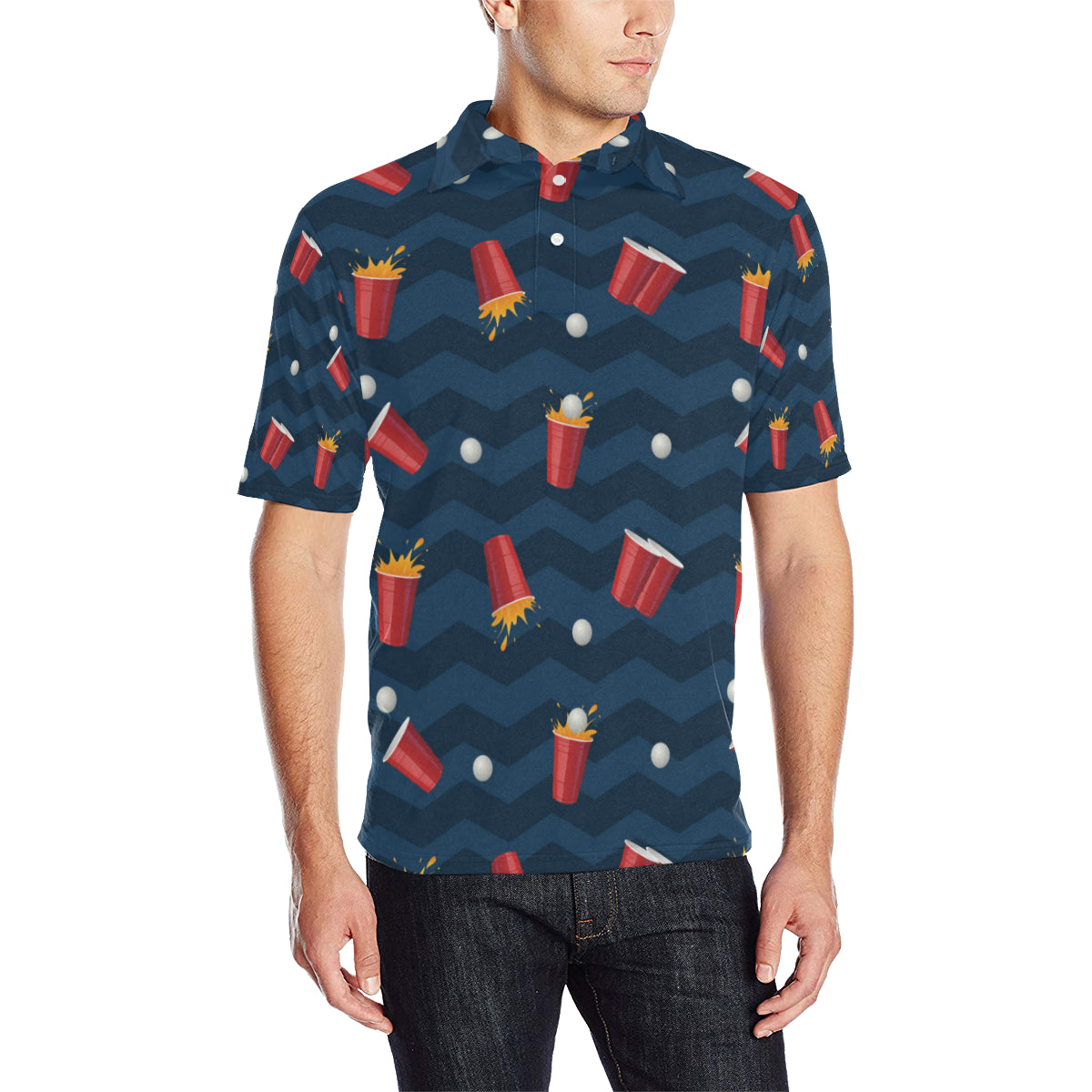 Beer Pong Pattern Print Design 01 Men Polo Shirt