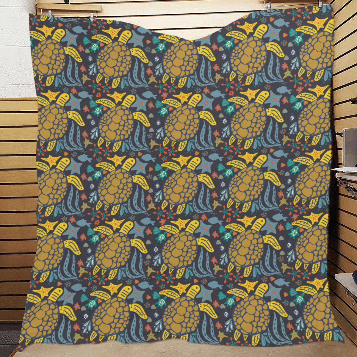 Sea Turtle Pattern Print Design T03 Premium Quilt