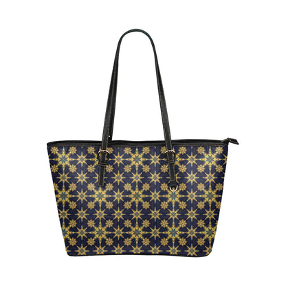 kaleidoscope Gold Print Design Leather Tote Bag