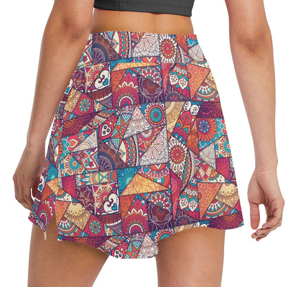Patchwork Print Design LKS401 17" Golf & Pickleball Skort with Pockets