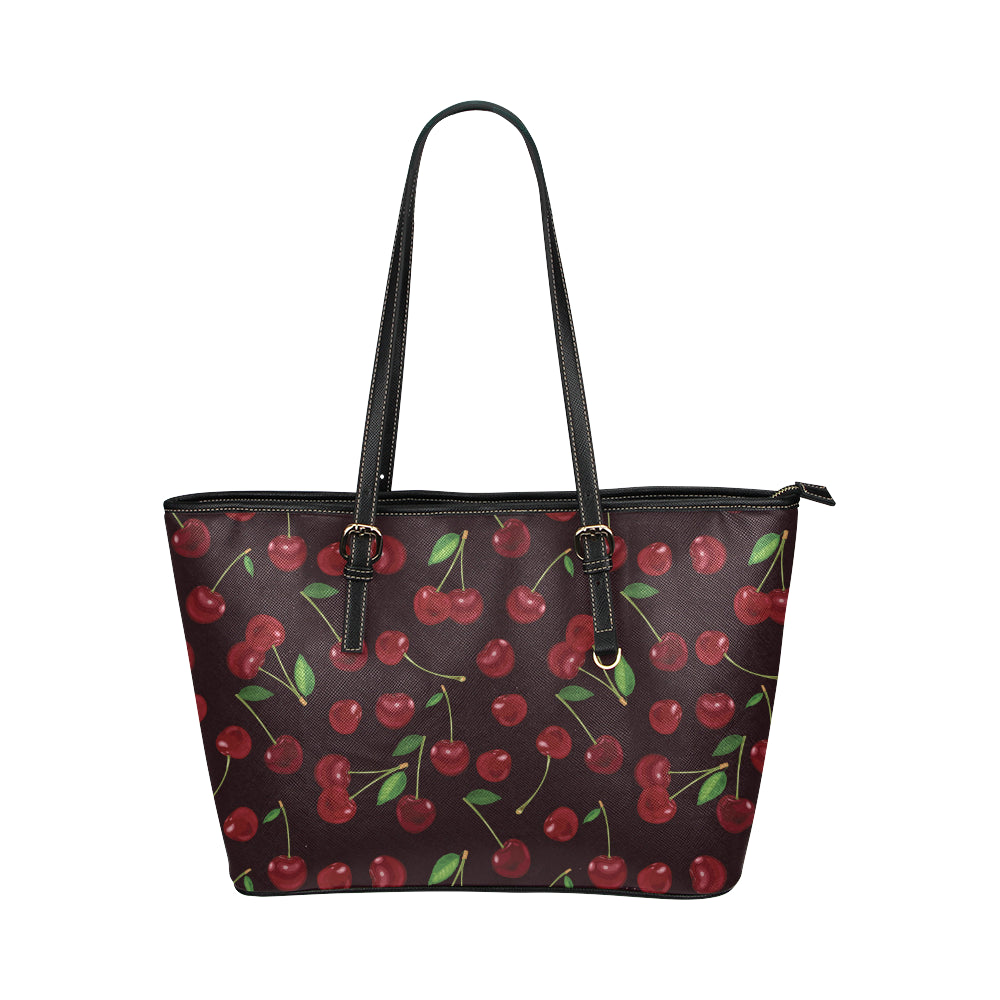 Cherry Fresh Pattern Leather Tote Bag