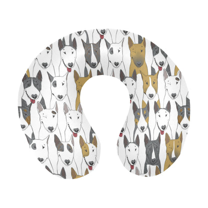 Bull Terriers Pattern Print Design 03 U-Shaped Travel Neck Pillow